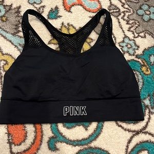 PINK- black sports bra